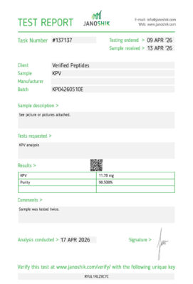 KPV Peptide Purity Certificate of Analysis Lab Test Report April 2026