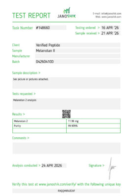 MT II Peptide Purity Certificate of Analysis Lab Test Report April 2026