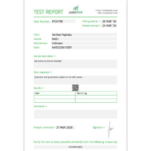 NAD Peptide Purity Certificate of Analysis Lab Test Report March 2026 sq
