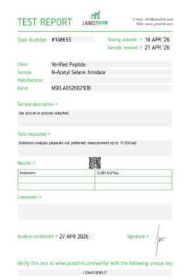 Selank Peptide Endotoxin Certificate of Analysis Lab Test Report April 2026