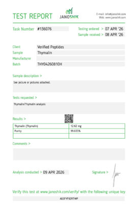 Thymalin Peptide Purity Certificate of Analysis Lab Test Report April 2026