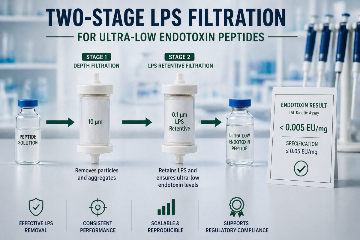 Two-Stage LPS Filtration Process for peptides