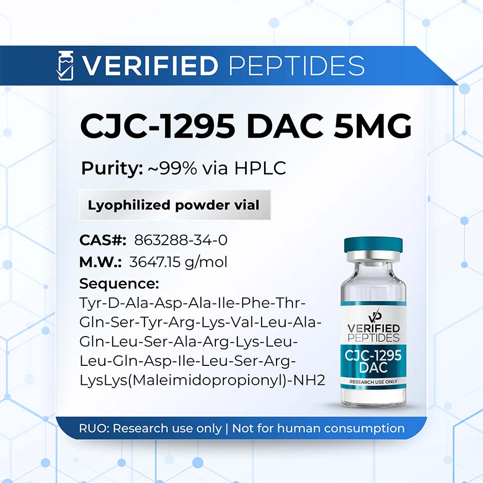 An information sheet for our 5MG CJC-1295 DAC peptide.