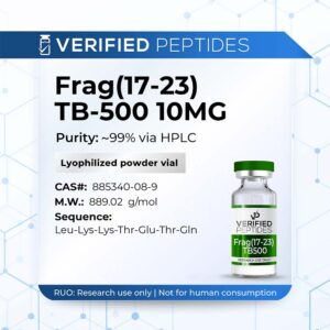 An information sheet for our 10MG Frag(17-23) TB-500 peptide.