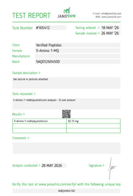 5-Amino 1MQ Peptide Purity Certificate of Analysis Lab Test Report May 2026