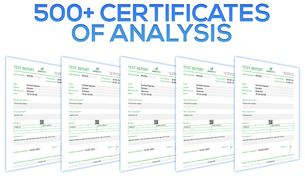 We have over 500 published certificates of analysis publicly available for viewing.