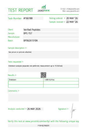 BPC-157 Peptide Endotoxin Certificate of Analysis Lab Test Report May 2026