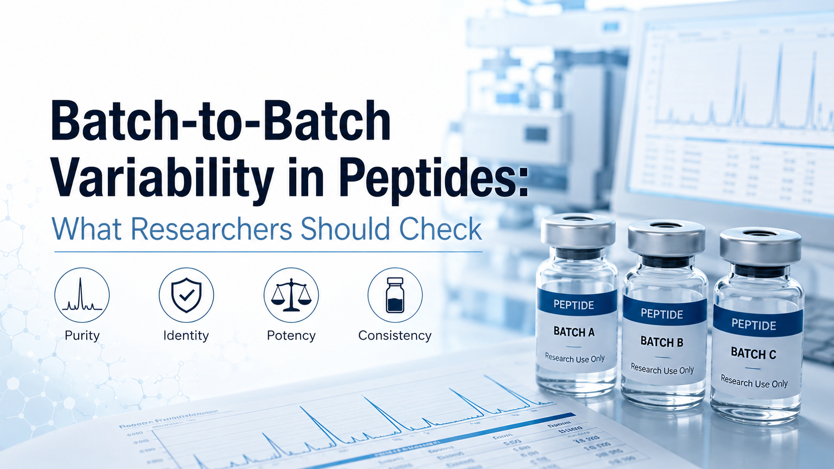 What research should check for in batch-to-batch variability for peptides