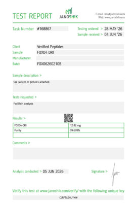 FOXO4 DRI Peptide Purity Certificate of Analysis Lab Test Report June 2026