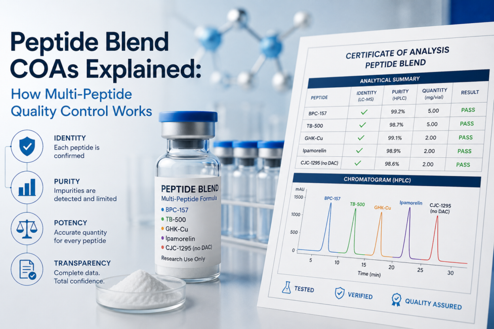 Learn about peptide blends and how they are tested and their certificates of analysis