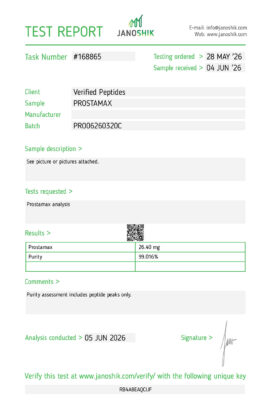 Prostamax Peptide Purity Certificate of Analysis Lab Test Report June 2026