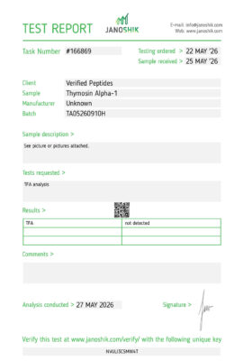 Thymosin Alpha-1 Peptide TFA Certificate of Analysis Lab Test Report May 2026