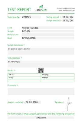 BPC-157 Peptide Purity Certificate of Analysis Lab Test Report July 2026