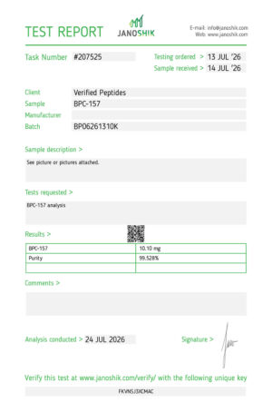 BPC-157 Peptide Purity Certificate of Analysis Lab Test Report July 2026