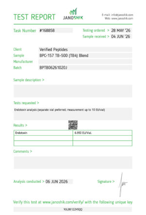 BPC-157 TB-500 Peptide Endotoxin Certificate of Analysis Lab Test Report June 2026