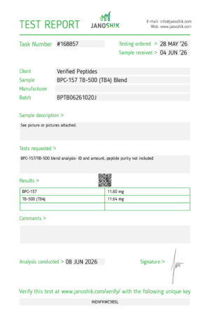 BPC-157 TB-500 Peptide Purity Certificate of Analysis Lab Test Report June 2026