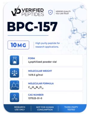 An information sheet for our 10MG BPC-157 peptide.