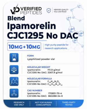 An information sheet for our Ipamorelin CJC-1295 No DAC peptide blend.