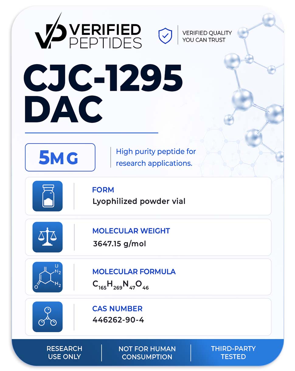 An information sheet for our 5MG CJC-1295 DAC peptide.