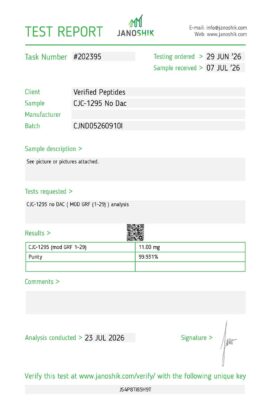 CJC1295 No DAC Peptide Purity Certificate of Analysis Lab Test Report July 2026