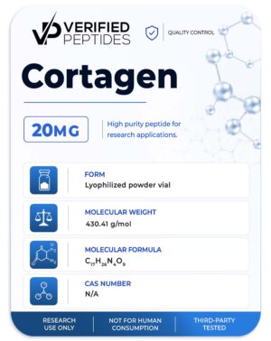 A peptide information sheet for the Verified Peptides Cortagen peptide.