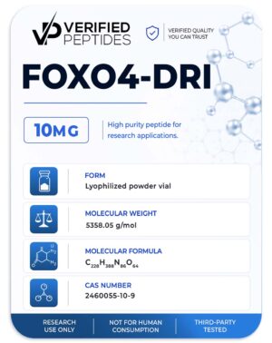 An information sheet for our 10MG FOXO4 DRI peptide.