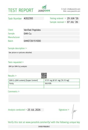 GHK-CU Peptide Purity Certificate of Analysis Lab Test Report July 2026