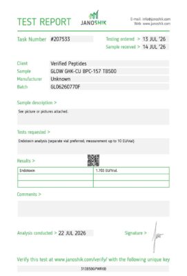 Glow Peptide Blend Endotoxin Certificate of Analysis Lab Test Report July 2026