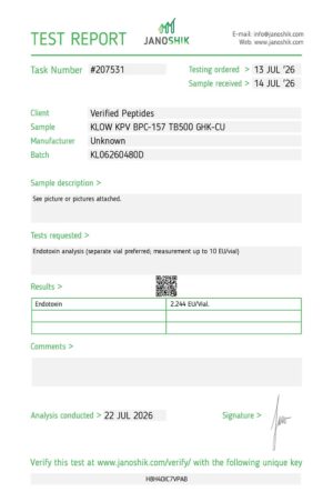 KLOW Peptide Blend Endotoxin Certificate of Analysis Lab Test Report July 2026