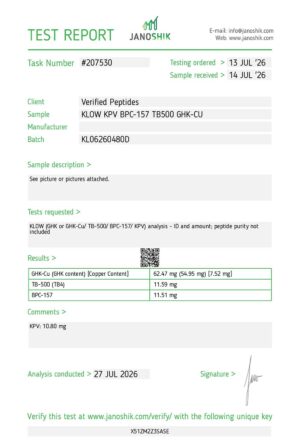 KLOW Peptide Blend Purity Certificate of Analysis Lab Test Report July 2026