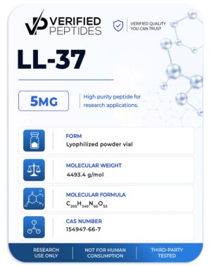 An information sheet for our 5MG LL-37 peptide.