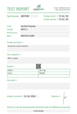 MOTS-C Peptide Purity Certificate of Analysis Lab Test Report July 2026