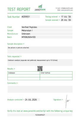 MT I Peptide Endotoxin Certificate of Analysis Lab Test Report July 2026