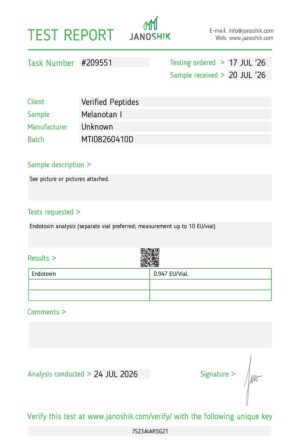 MT I Peptide Endotoxin Certificate of Analysis Lab Test Report July 2026