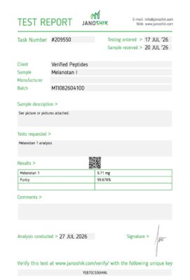 MT I Peptide Purity Certificate of Analysis Lab Test Report July 2026