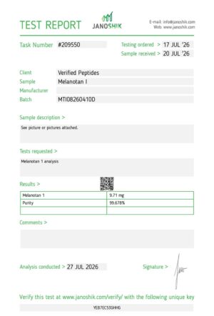 MT I Peptide Purity Certificate of Analysis Lab Test Report July 2026