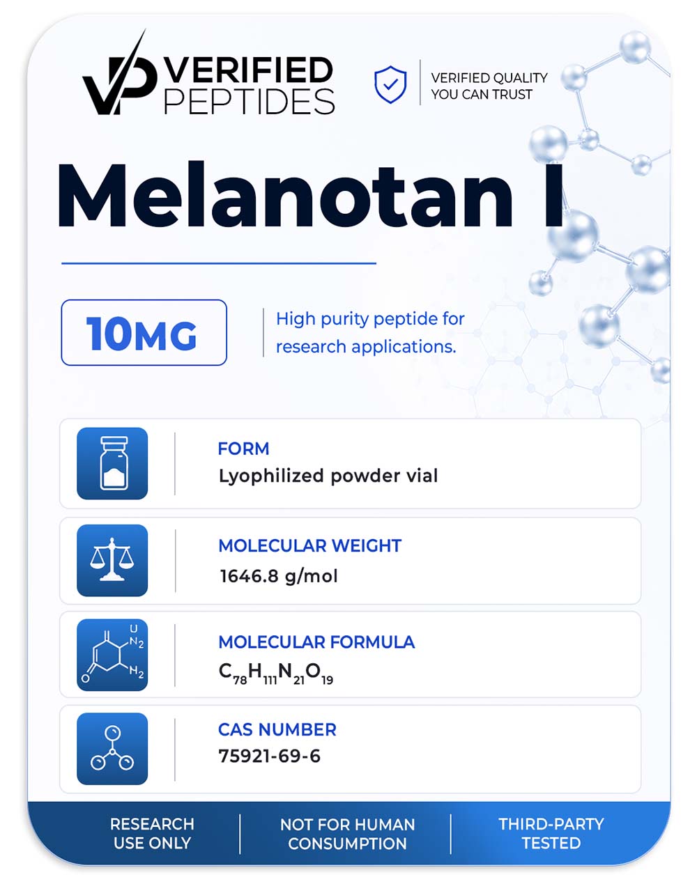 An information sheet for our 10MG MT I peptide.