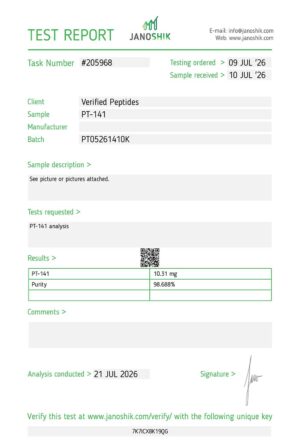 PT-141 Peptide Purity Certificate of Analysis Lab Test Report July 2026
