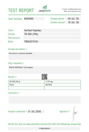 TB-500 Peptide Purity Certificate of Analysis Lab Test Report July 2026