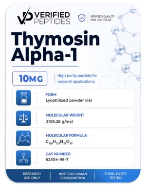 An information sheet for our 10MG Thymosin Alpha-1 peptide.