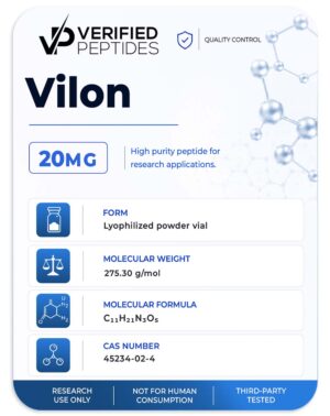 An information sheet for our 20MG Vilon peptide.