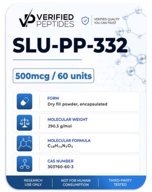 An information sheet for our SLU-PP-332 peptide capsules product.