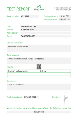5Amino 1MQ Peptide Purity Certificate of Analysis Lab Test Report August 2026