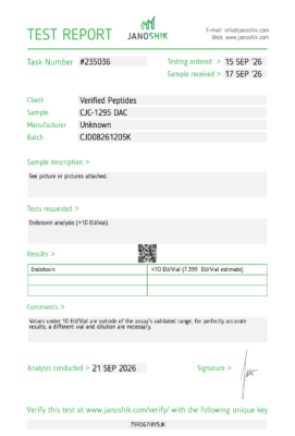 CJC-1295 DAC Peptide Endotoxin Certificate of Analysis Lab Test Report September 2026