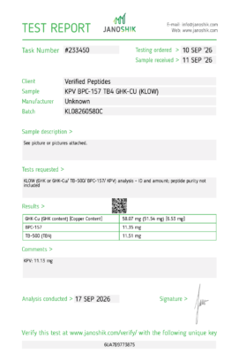 KLOW Peptide Purity Certificate of Analysis Lab Test Report September 2026