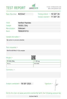 TB-500 Peptide Purity Certificate of Analysis Lab Test Report September 2026