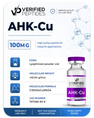 An information sheet for our 100MG AHK-Cu peptide.