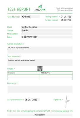 GHK-Cu Endotoxin Certificate of Analysis Lab Test Report September 2026