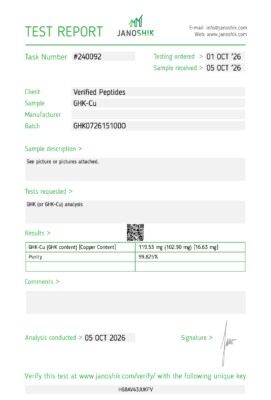 GHK-Cu Peptide Purity Certificate of Analysis Lab Test Report September 2026