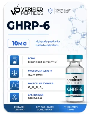 An information sheet for our 10MG GHRP-6 peptide.